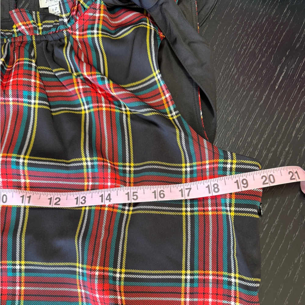 NWT J.Crew Black Tartan Plaid Bow Neck Midi Dress Size 12 - Picture 9 of 9